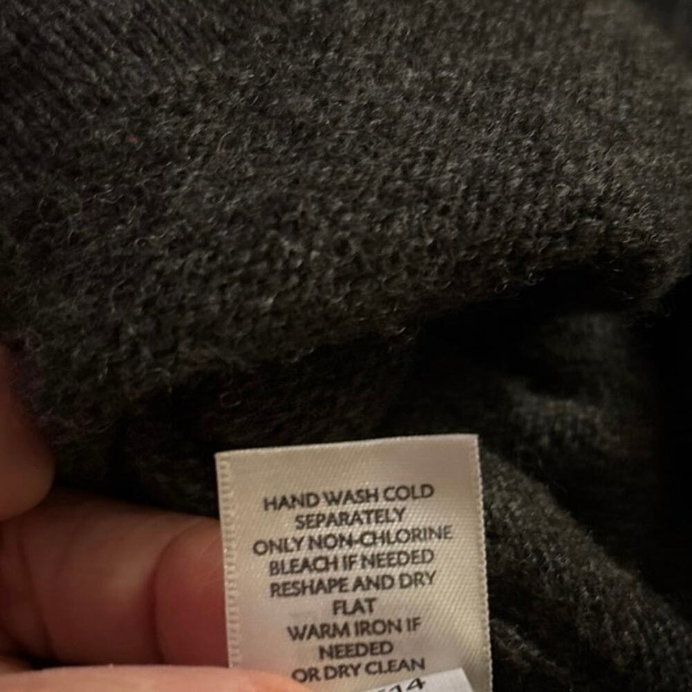 J. Jill Pure Jill Size S M Sweater Poncho Wool Blend V Neck Pockets Charcoal - Picture 5 of 5